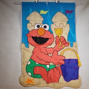 Sesame Street Elmo Garden Flag Yard Decor Heavy Duty Nylon 44"x28" 1999 Vintage